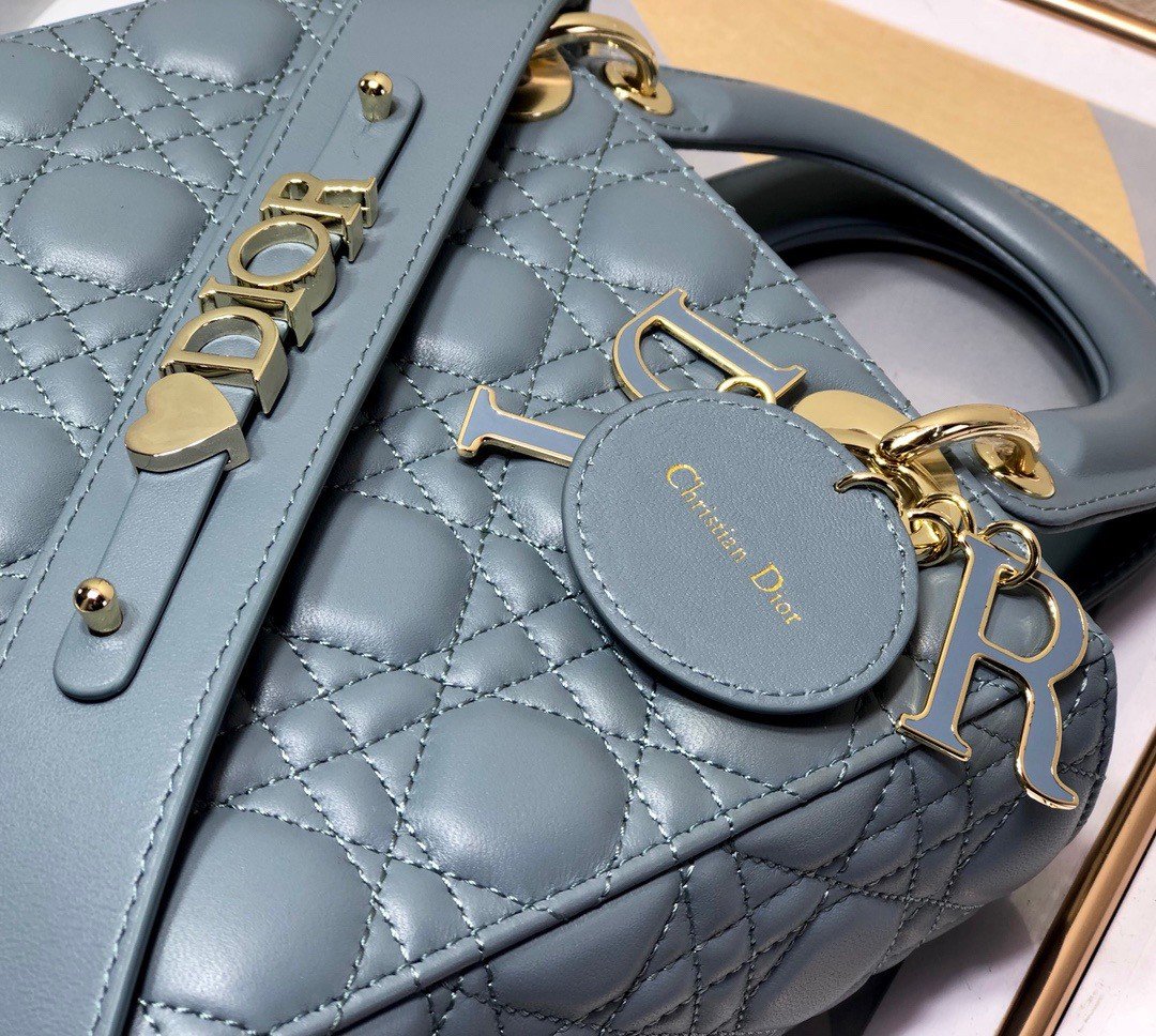 Dior Small Lady Dior My ABCDior Bag In Blue Cannage Lambskin