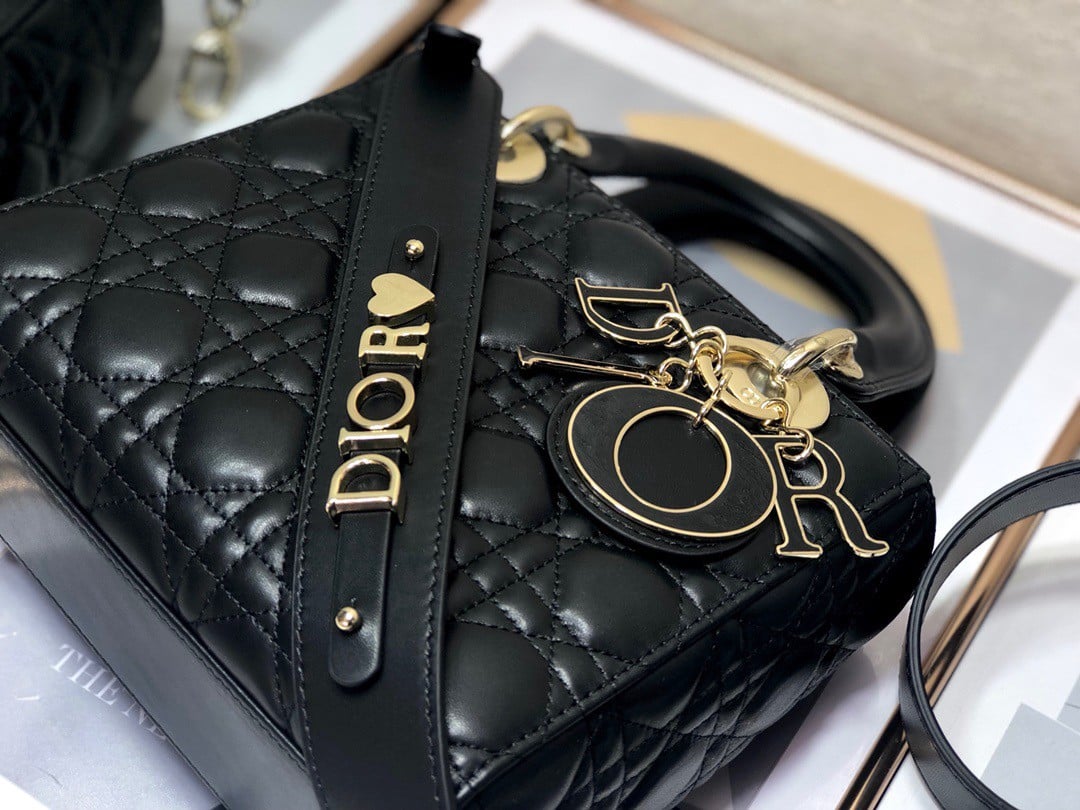 Dior Small Lady Dior My ABCDior Bag In Black Cannage Lambskin