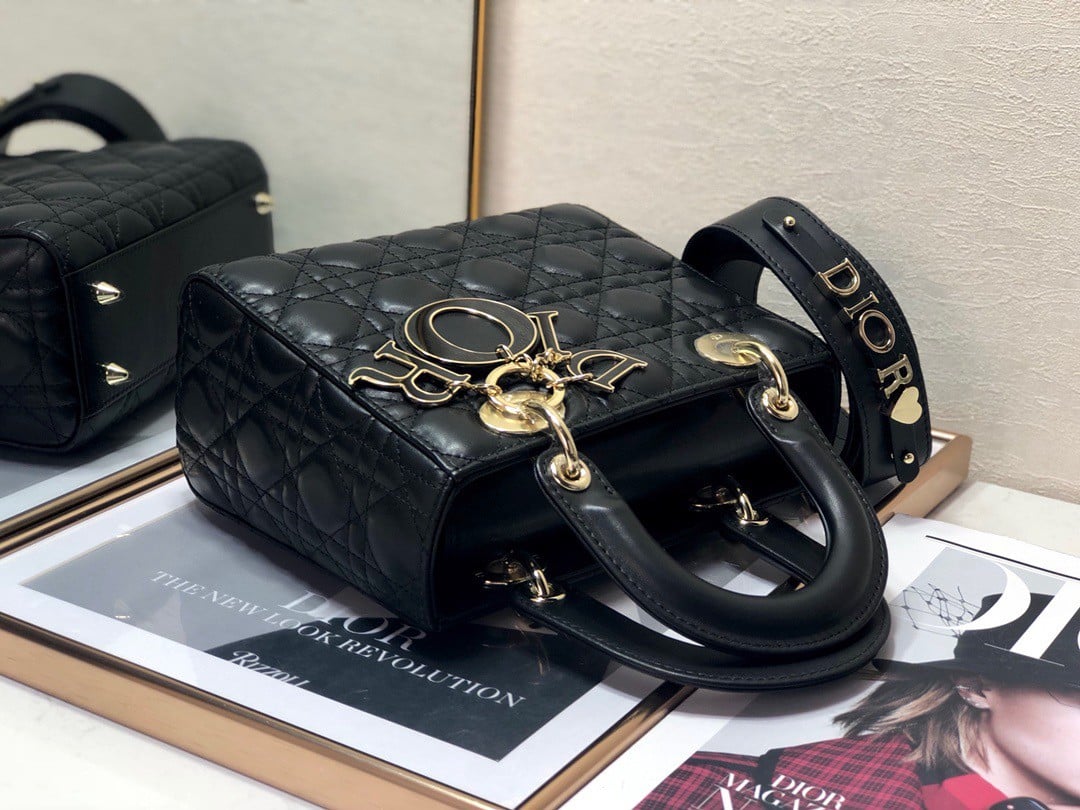 Dior Small Lady Dior My ABCDior Bag In Black Cannage Lambskin