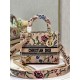 Dior Lady D-Lite Medium Bag In Beige Raffia Embroidered with Dior Petites Fleurs