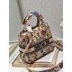 Dior Lady D-Lite Medium Bag In Beige Raffia Embroidered with Dior Petites Fleurs