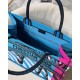 Dior Medium Book Tote Bag In Blue D-Jungle Pop Embroidery