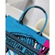 Dior Medium Book Tote Bag In Blue D-Jungle Pop Embroidery