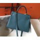 Hermes Kelly 32cm Retourne Bag in Blue Jean Clemence Leather GHW