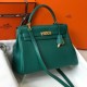 Hermes Kelly 32cm Retourne Bag in Malachite Clemence Leather GHW