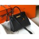 Hermes Kelly 32cm Retourne Bag in Black Clemence Leather GHW