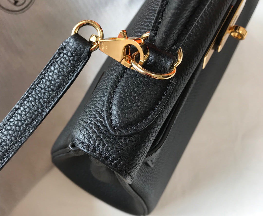 Hermes Kelly 32cm Retourne Bag in Black Clemence Leather GHW