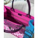 Dior Medium Book Tote Bag In Pink D-Jungle Pop Embroidery