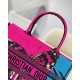 Dior Medium Book Tote Bag In Pink D-Jungle Pop Embroidery