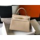 Hermes Kelly 32cm Retourne Bag in Trench Clemence Leather GHW