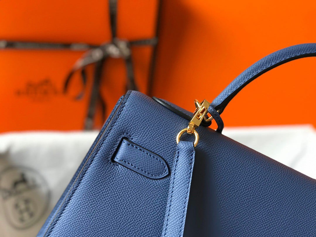 Hermes Kelly 32cm Sellier Bag in Blue Agate Epsom Calfskin GHW