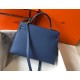 Hermes Kelly 32cm Sellier Bag in Blue Agate Epsom Calfskin GHW