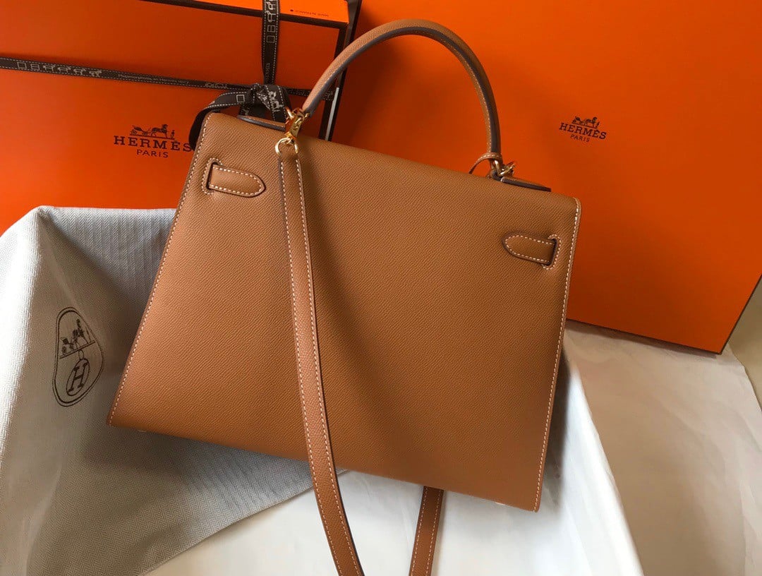 Hermes Kelly 32cm Sellier Bag in Gold Epsom Calfskin GHW