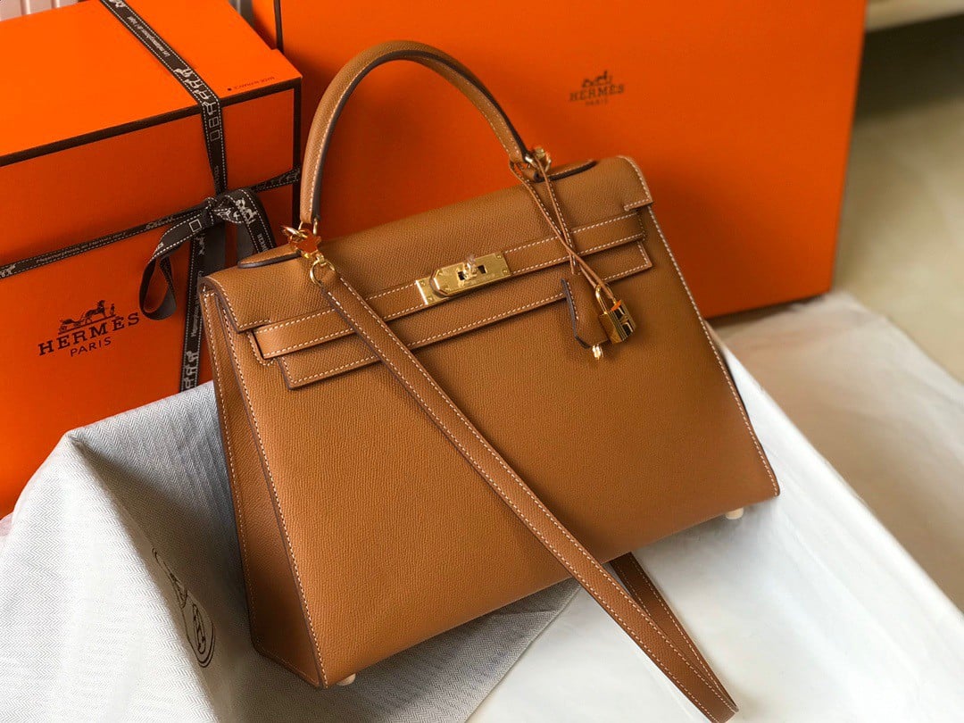 Hermes Kelly 32cm Sellier Bag in Gold Epsom Calfskin GHW