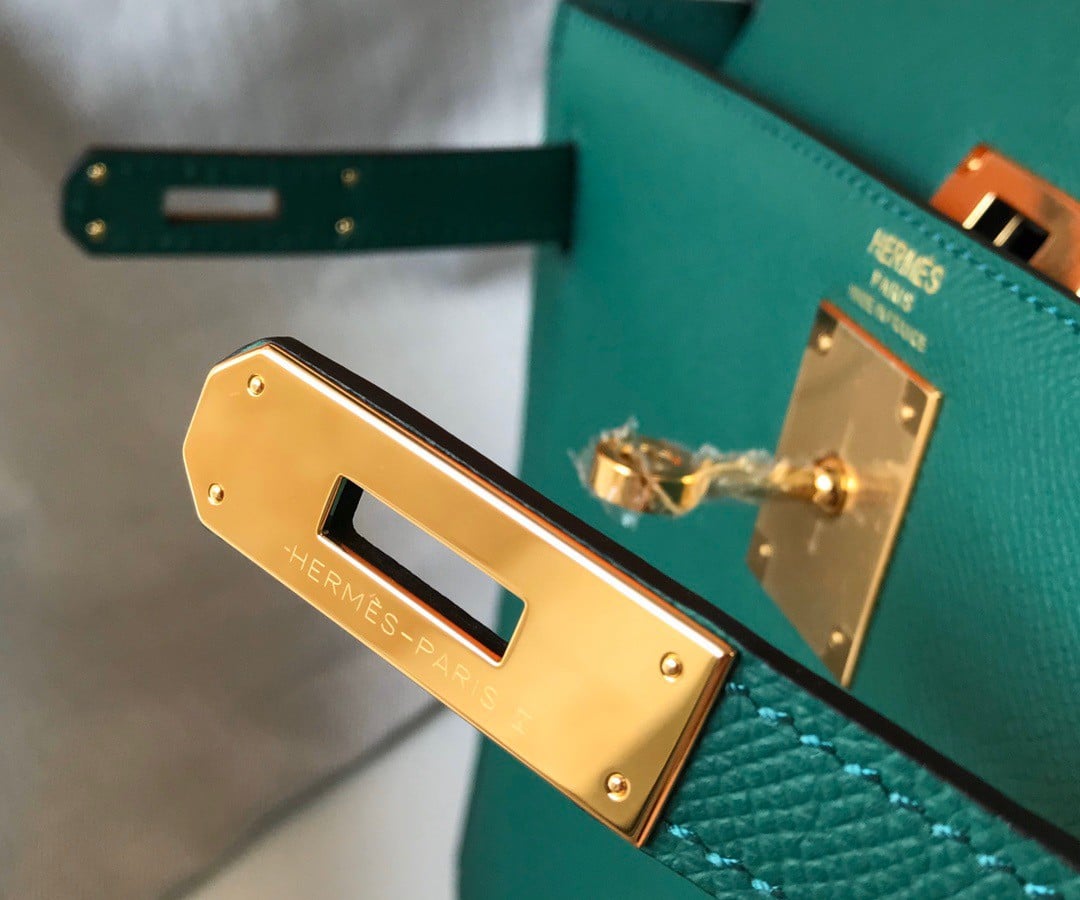 Hermes Kelly 32cm Sellier Bag in Malachite Epsom Calfskin GHW