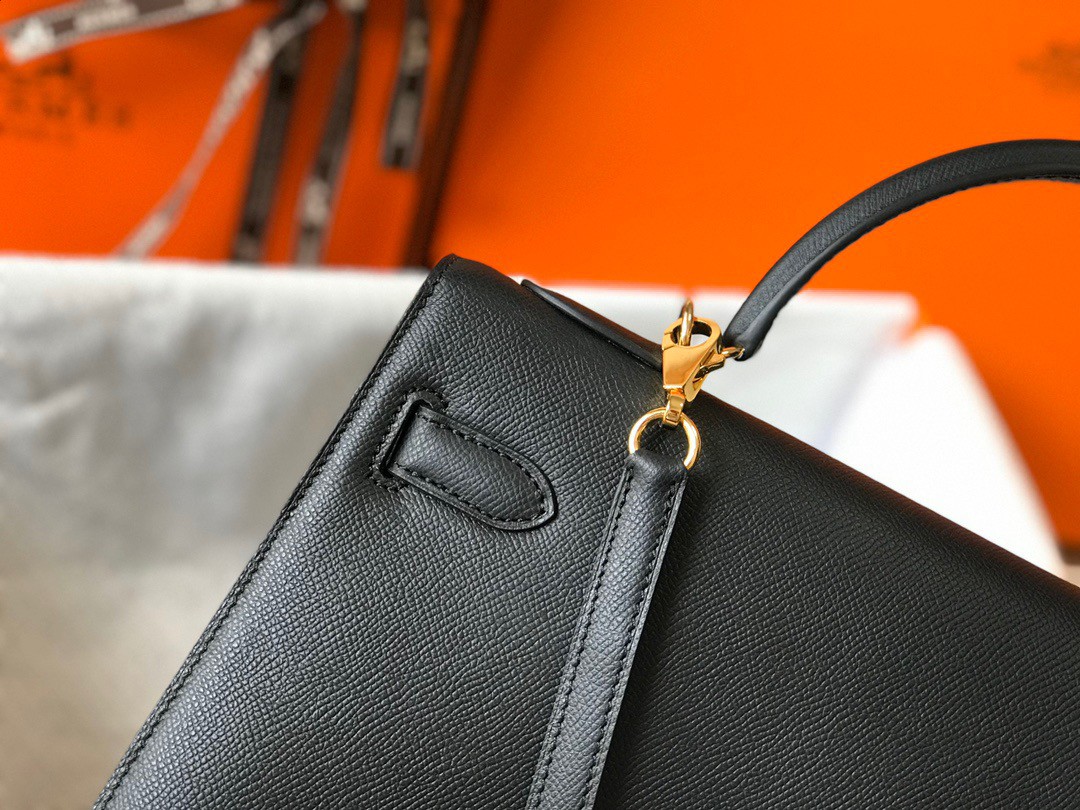 Hermes Kelly 32cm Sellier Bag in Black Epsom Calfskin GHW