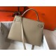 Hermes Kelly 32cm Sellier Bag in Tourterelle Epsom Calfskin GHW