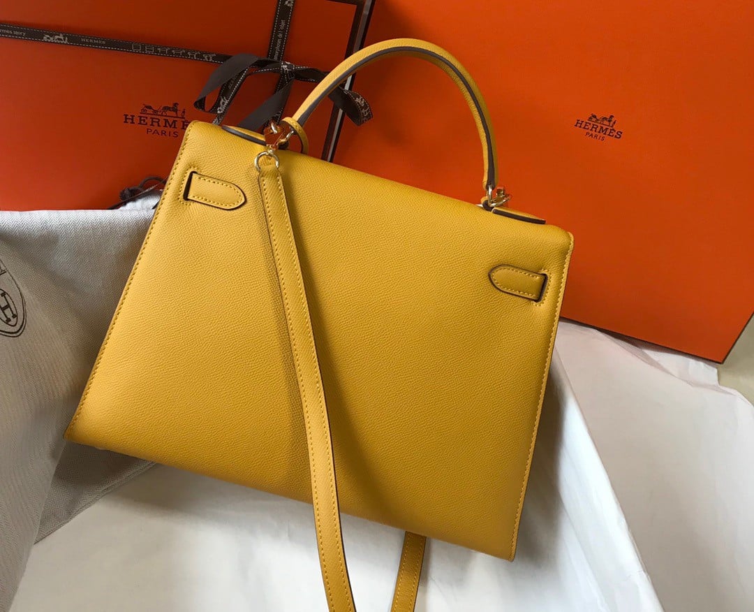 Hermes Kelly 32cm Sellier Bag in Yellow Epsom Calfskin GHW