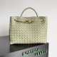 Bottega Veneta Medium Andiamo Bag In Travertine Intrecciato Lambskin