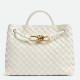 Bottega Veneta Medium Andiamo Bag In White Intrecciato Lambskin