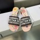 Dior Dway Heeled Slides In Powder Petites Fleurs Embroidered Cotton