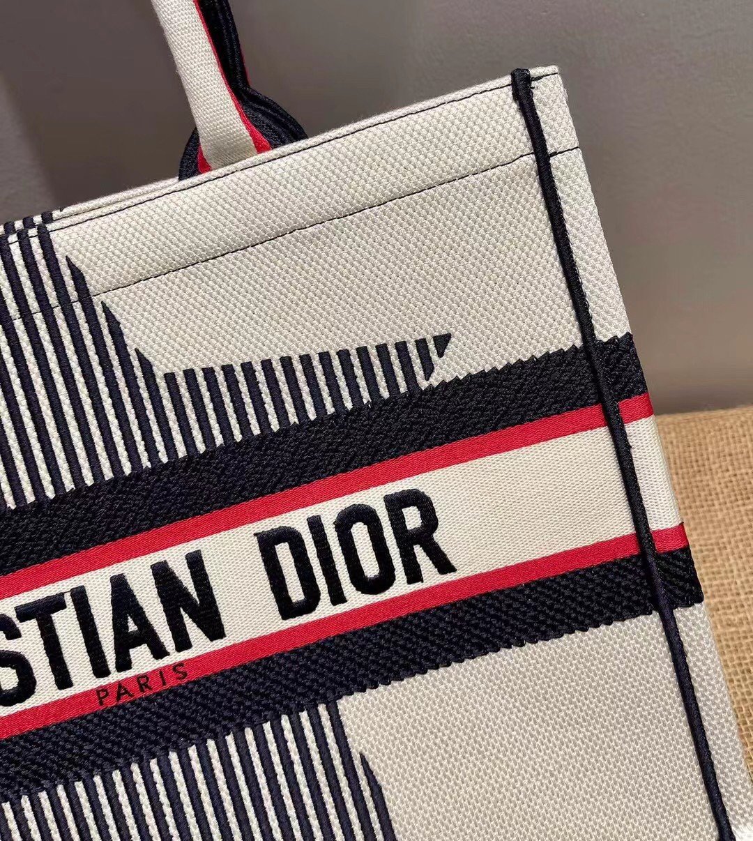 Dior Large Book Tote Bag In DiorAlps White Three-Tone Embroidery