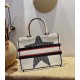 Dior Large Book Tote Bag In DiorAlps White Three-Tone Embroidery