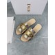 Dior 30 Montaigne Slides In Gold Metallic Calfskin