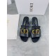 Dior 30 Montaigne Heeled Slides In Black Calfskin