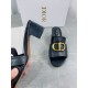 Dior 30 Montaigne Heeled Slides In Black Calfskin