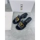 Dior 30 Montaigne Heeled Slides In Black Calfskin