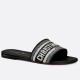 Dior Dway Slides In Black Embroidered Cotton