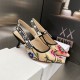 Dior J'Adior Slingback Pumps 65mm In Beige Petites Fleurs Embroidered Raffia