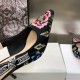 Dior J'Adior Slingback Pumps 65mm In Black Petites Fleurs Embroidered Cotton