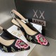 Dior J'Adior Slingback Pumps 65mm In Black Petites Fleurs Embroidered Cotton