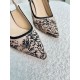 Dior J'Adior Slingback Pumps 100mm In Nude Jardin Botanique Embroidery Cotton