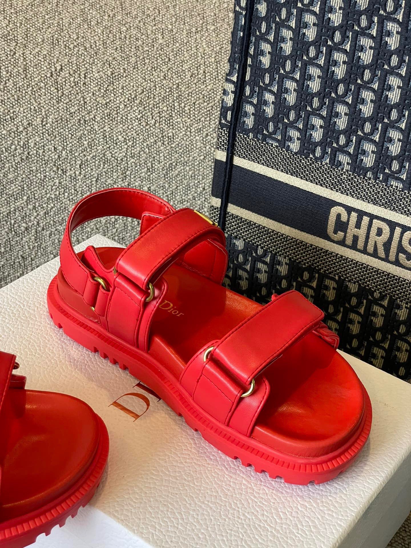 Dior DiorAct Sandals In Red Lambskin