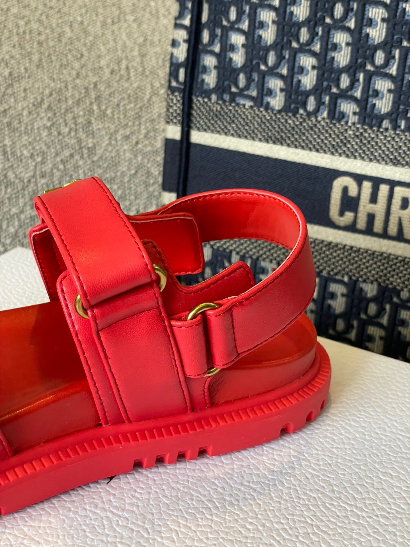 Dior DiorAct Sandals In Red Lambskin