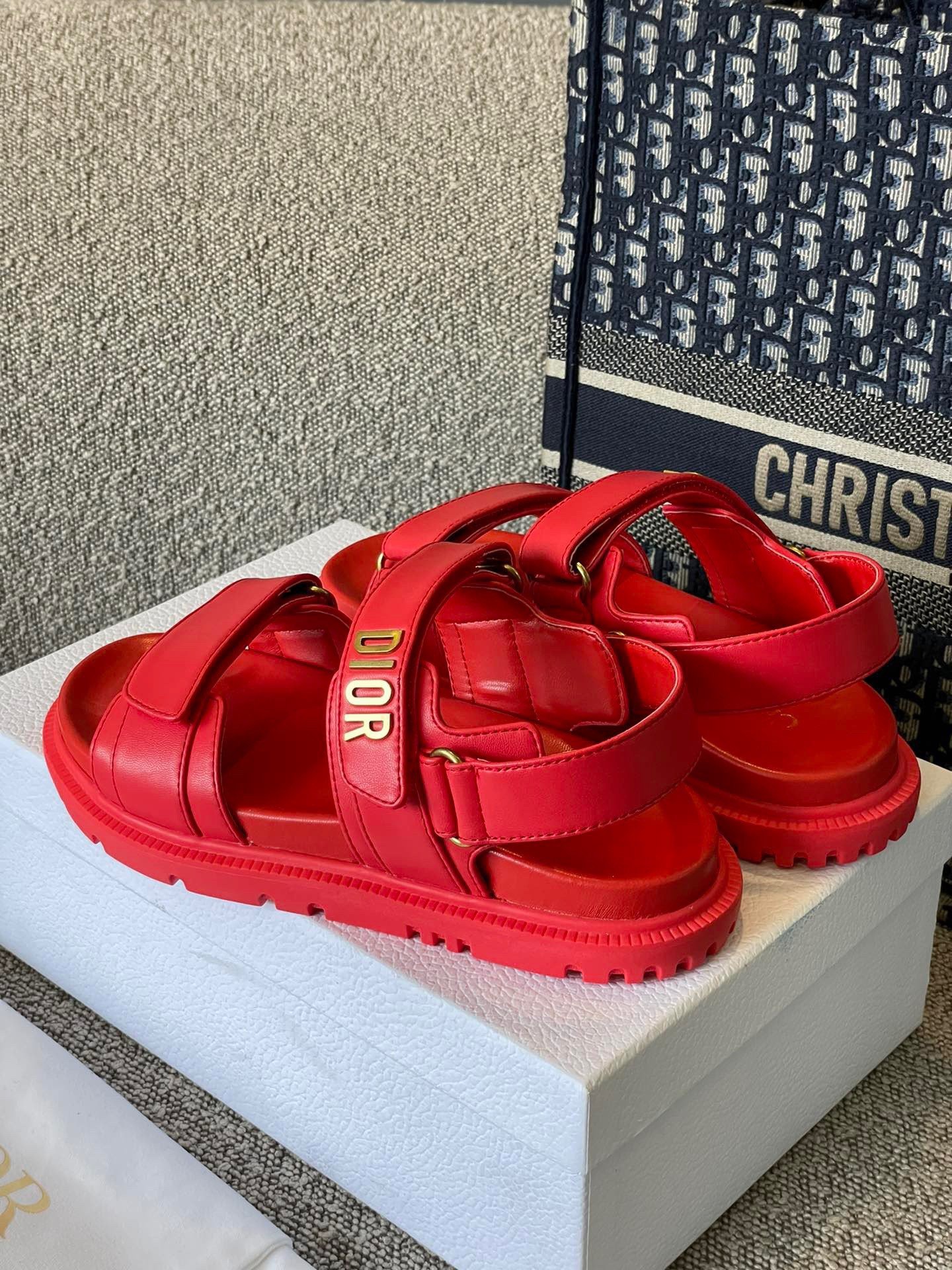 Dior DiorAct Sandals In Red Lambskin