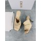 Dior D-Fame Heeled Sandals In Beige Pleated Lambskin