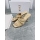 Dior D-Fame Heeled Sandals In Beige Pleated Lambskin