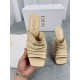 Dior D-Fame Heeled Sandals In Beige Pleated Lambskin