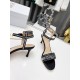 Dior Dway Heeled Sandals In Black Cotton with Strass