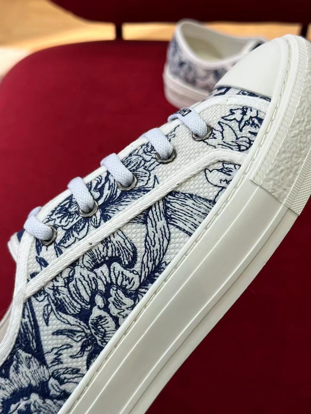 Dior Walk'n'Dior Sneakers In Blue Jardin d'Hiver Embroidered Cotton