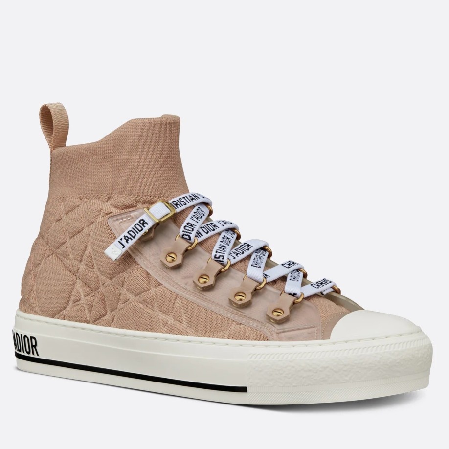 Dior Walk'n'Dior Mid-top Sneakers In Nude Macrocannage Technical Mesh