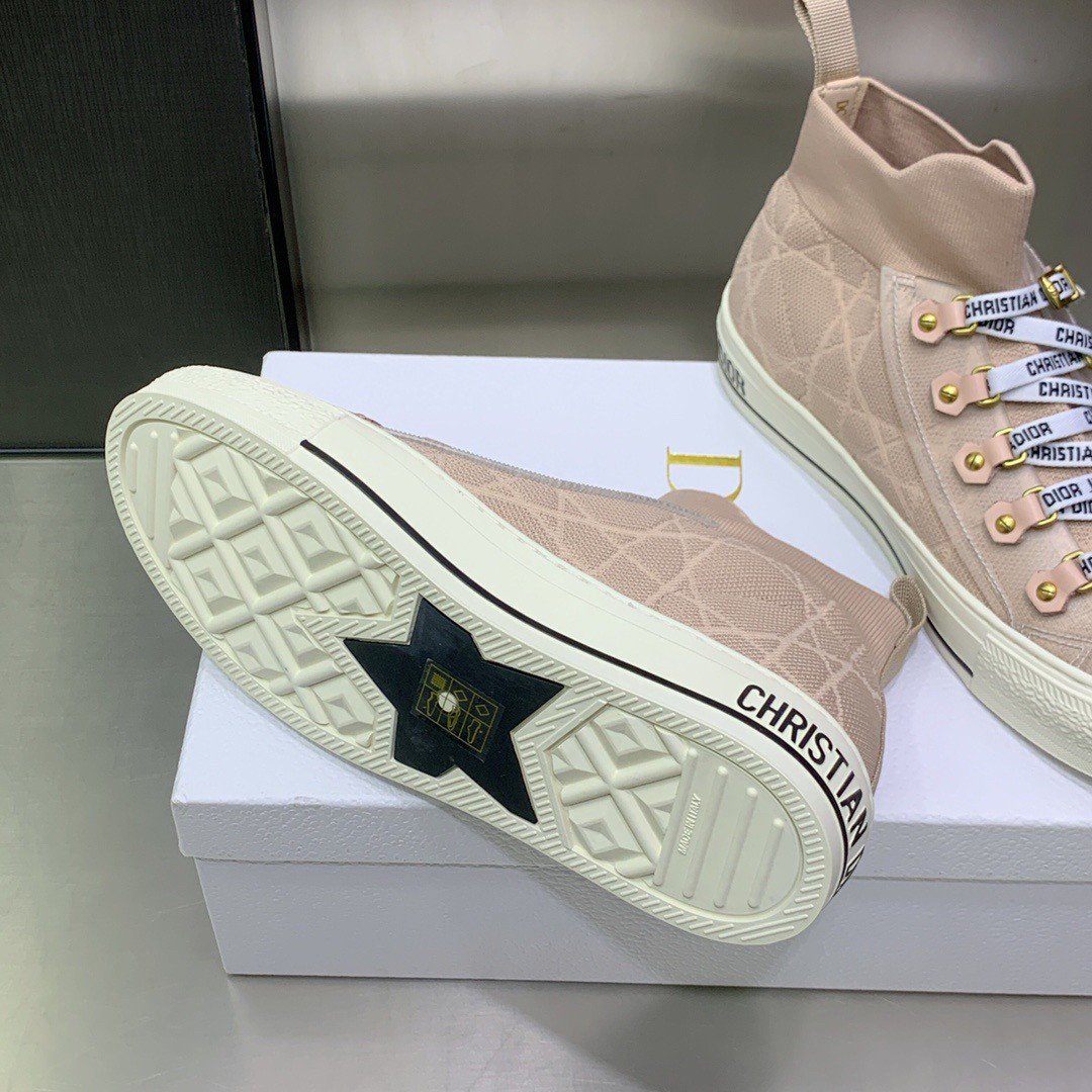 Dior Walk'n'Dior Mid-top Sneakers In Nude Macrocannage Technical Mesh