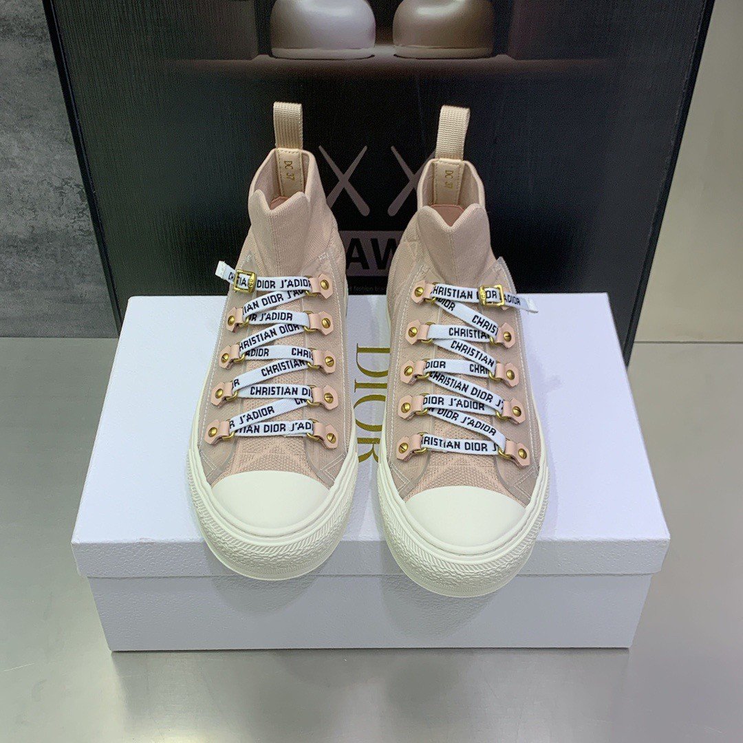 Dior Walk'n'Dior Mid-top Sneakers In Nude Macrocannage Technical Mesh