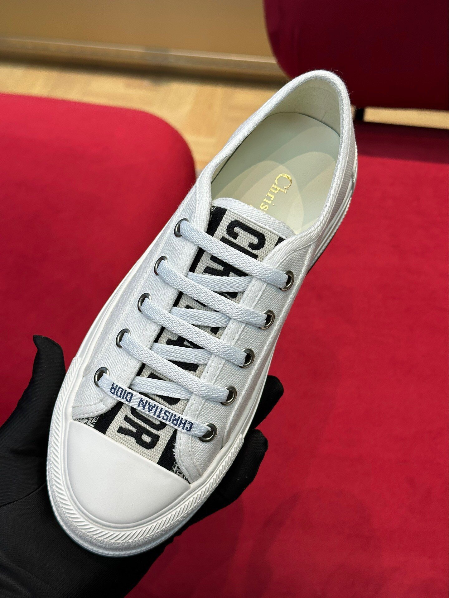 Dior Walk'n'Dior Platform Sneakers In White Embroidered Cotton