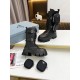 Prada Monolith Boots in Noir Leather and Nylon Fabric