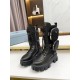 Prada Monolith Boots in Noir Leather and Nylon Fabric